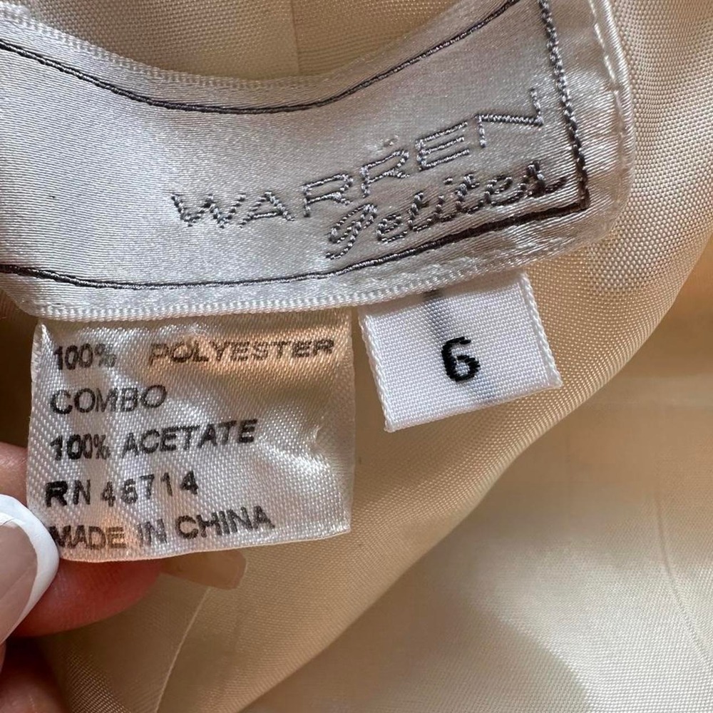 Vtg 90s Warren Petites Scalloped Vest Cream Pearl Button Bow Waistcoat Size 6 - Picture 6 of 9